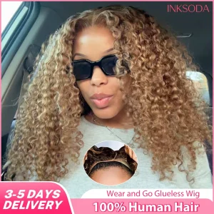 Honey Blonde Deep Wave 100% Human Hair Lace Front Wig